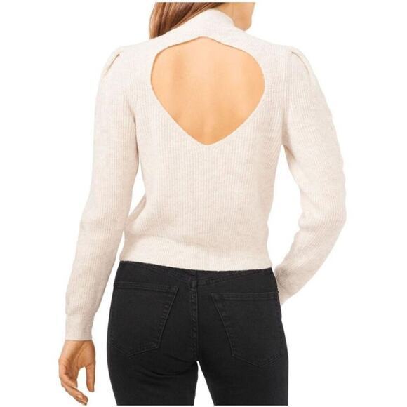 1.State Women's Brushed Knit Mock Turtleneck Open Cut Out Back Sweater Size M - Picture 1 of 14
